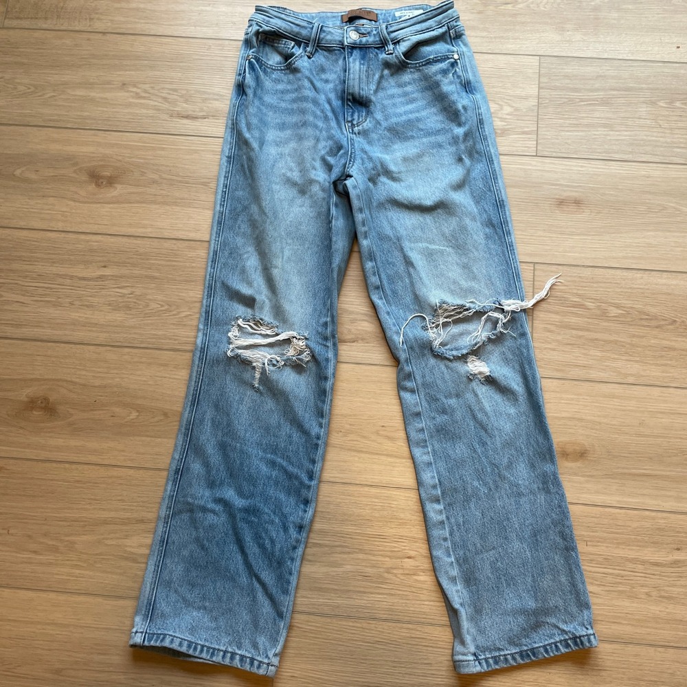 Judy Blue 90's Straight Distressed Light Wash Jeans Size 5/27 JB88884 LT